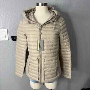 NWT Soia & Kyo Ayleen Ultra-Lightweight Down Hooded Puffer Jacket, Hush, XS